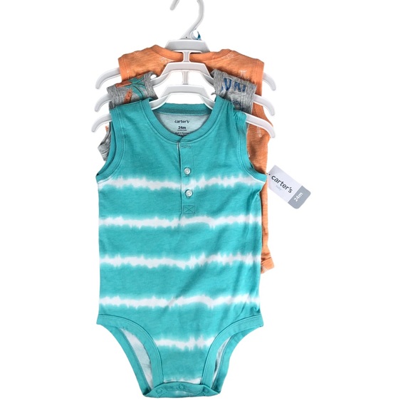 CARTER'S Baby Girls 3-Pack Sleeveless Bodysuits - Picture 3 of 8